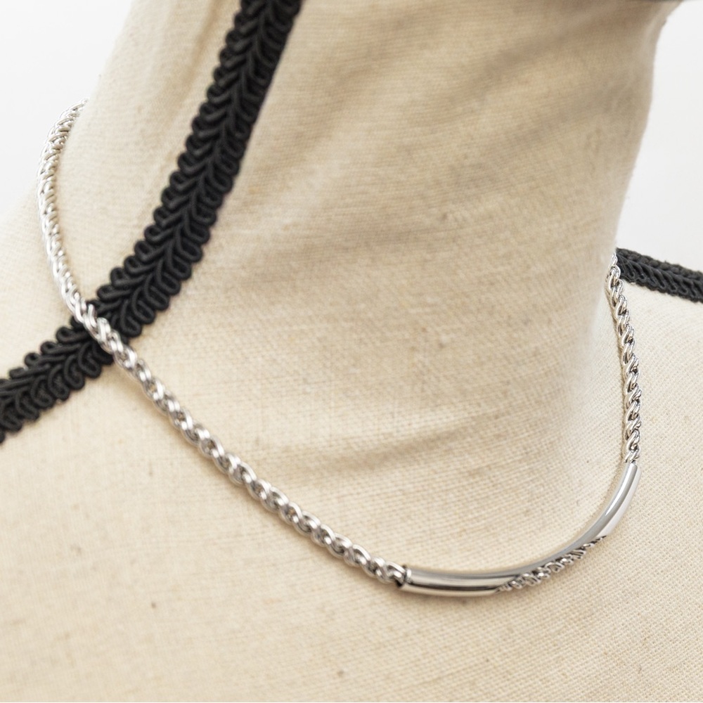 Vintage Biagi silver choker bar choker minimalist timeless classic style 90s Y2K - Picture 5 of 15